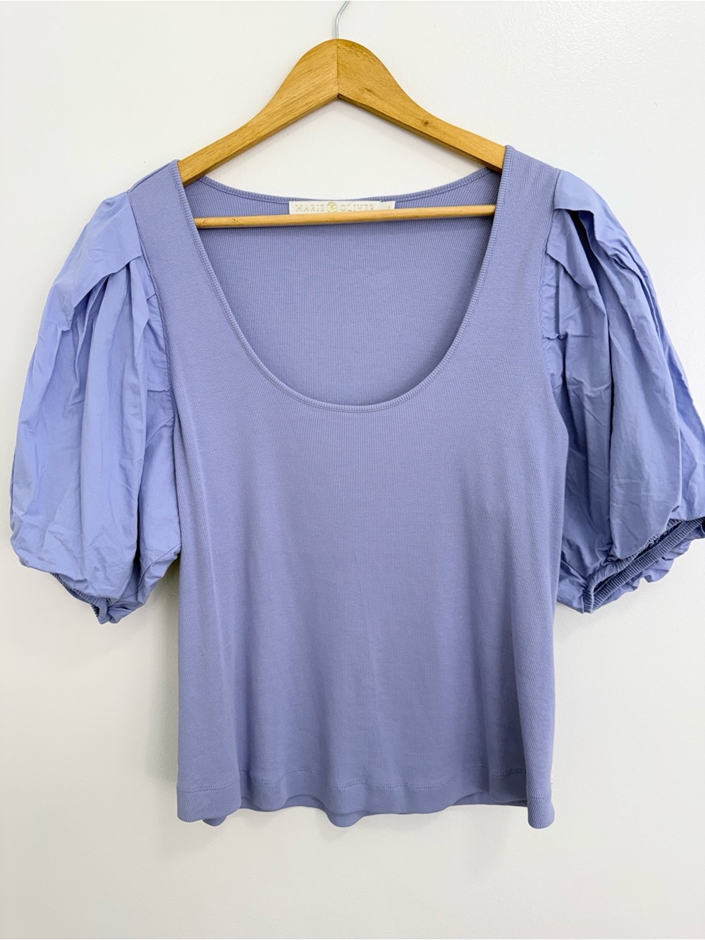 Marie Oliver Lavender Scoop Neck Puff Sleeve Top
